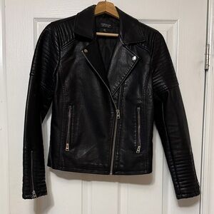 Topshop Quilted Black Leather Jacket